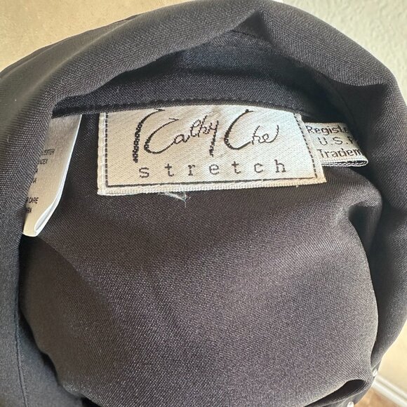 Kathy Che Stretch Black Studded-Collar Zip Front Blouse – Size 10 - Picture 5 of 6